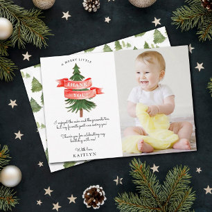 Carte De Remerciements Aquarelle Pine Arbre Joyeux Petit Anniversaire Pho