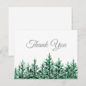 Carte De Remerciements Aquarelle Pine Arbres (Devant / Derrière)