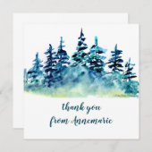 Carte De Remerciements Aquarelle Pinède Forêt Rustique Tirée À La Main (Devant / Derrière)