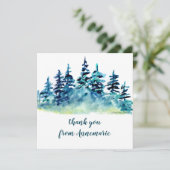 Carte De Remerciements Aquarelle Pinède Forêt Rustique Tirée À La Main (Debout devant)