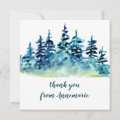 Carte De Remerciements Aquarelle Pinède Forêt Rustique Tirée À La Main (Devant)