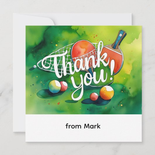 Carte De Remerciements Aquarelle Ping (Devant)