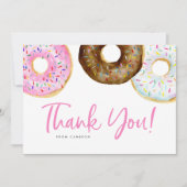 Carte De Remerciements Aquarelle Pink and Chocolate Donuts Anniversaire (Devant)