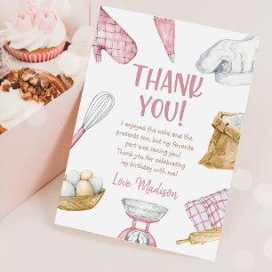 Carte De Remerciements Aquarelle Pink Baking Girl Anniversaire