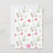 Carte De Remerciements Aquarelle Pink & Green Golf Panier Monogram Crest (Dos)