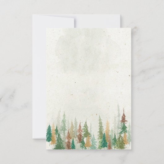 Carte De Remerciements Aquarelle Pins de forêt rustique (Dos)
