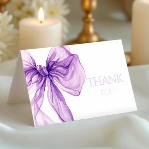 Carte De Remerciements Aquarelle pourpre Bow bébé dans le Baby shower en