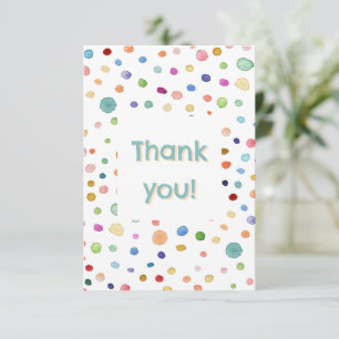 Carte de remerciements Aquarelle Rainbow Confetti