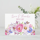 Carte De Remerciements Aquarelle Romantique Mariage (Debout devant)