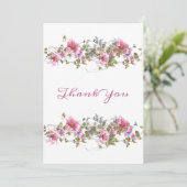 Carte De Remerciements Aquarelle romantique rose florale (Debout devant)