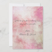 Carte De Remerciements Aquarelle romantique rose florale (Dos)