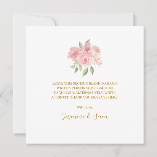 Carte De Remerciements Aquarelle rose (Devant)