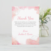 Carte De Remerciements Aquarelle rose (Debout devant)