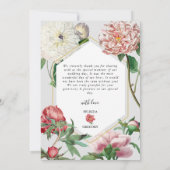 Carte De Remerciements Aquarelle rose blanc pivoines Mariage (Dos)