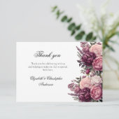 Carte De Remerciements Aquarelle rose blanc violet Mariage floral (Debout devant)