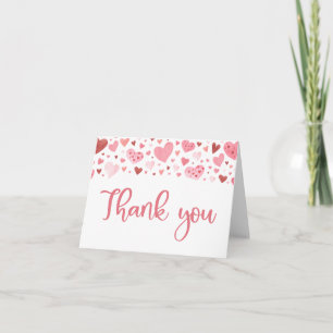 Carte De Remerciements Aquarelle rose Coeurs rouges Valentine Chérie