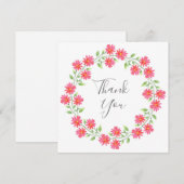 Carte De Remerciements Aquarelle rose corail marguerites (Devant / Derrière)