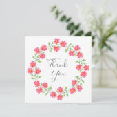 Carte De Remerciements Aquarelle rose corail marguerites (Debout devant)