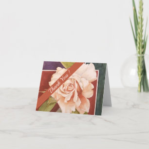 Carte De Remerciements Aquarelle Rose de cuivre de bronze Floral