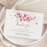 Carte De Remerciements Aquarelle rose fleurs cerisier Mariage<br><div class="desc">Une élégante carte de remerciements moderne à fleurs de cerisier rose vif et une calligraphie moderne sur une texture de papier artisanal. Pour un aspect plus rustique et artistique,  choisissez le type de papier "Felt White" dans le volet droit.</div>