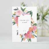 Carte De Remerciements Aquarelle rose Floral (Debout devant)