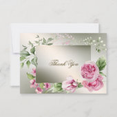 Carte De Remerciements Aquarelle rose Floral Frame Bronze brillant (Devant)