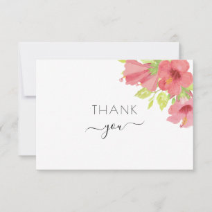 Carte De Remerciements Aquarelle rose Hibiscus Floral Mariage Photo