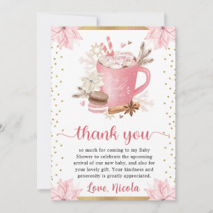 Carte De Remerciements Aquarelle Rose Hiver Cookies & Baby shower de caca