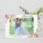 Carte De Remerciements Aquarelle rose Mariage (Debout devant)