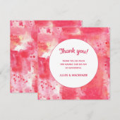 Carte De Remerciements Aquarelle rose moderne Confetti Mariage Abstrait (Devant / Derrière)