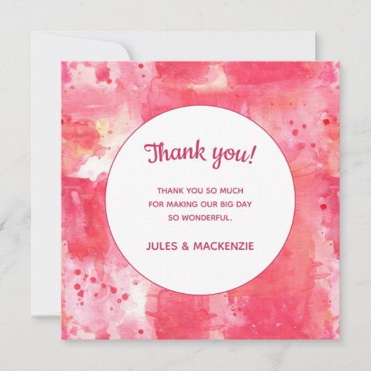 Carte De Remerciements Aquarelle rose moderne Confetti Mariage Abstrait (Devant)