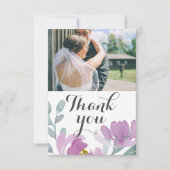 Carte De Remerciements Aquarelle rose moderne Mariage floral (Devant)
