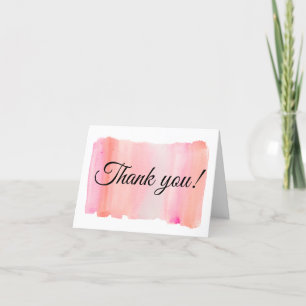 Carte De Remerciements Aquarelle rose moderne pointe