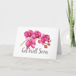 Carte De Remerciements Aquarelle rose orchidée Fleurs obtenir bien bientô