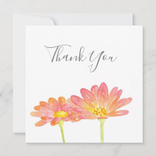 Carte De Remerciements Aquarelle rose pâle jaune marguis
