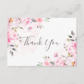 Carte De Remerciements Aquarelle rose pâle Mariage de verdure Florale (Devant)