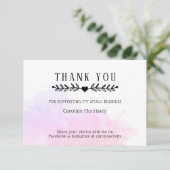 Carte De Remerciements Aquarelle rose pourpre (Debout devant)