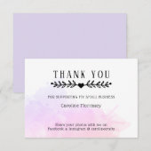 Carte De Remerciements Aquarelle rose pourpre (Devant / Derrière)