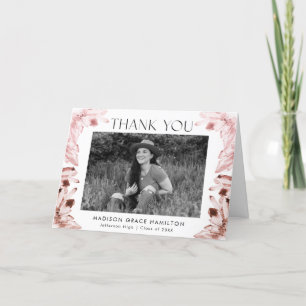 Carte De Remerciements Aquarelle Rose Quartz cristaux Photo Graduation