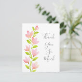 Carte De Remerciements Aquarelle rose tige florale (Debout devant)
