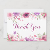 Carte De Remerciements Aquarelle Roses Feuillage Floral Remerciements (Devant)