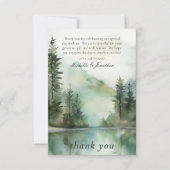 Carte De Remerciements Aquarelle Rustic Mountain Lake Mariage forestier (Devant)