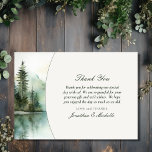 Carte De Remerciements Aquarelle Rustic Mountain Lake Mariage forestier<br><div class="desc">Découvrez l'essence de la beauté naturelle et du charme rustique avec notre Carte de remerciements Watercolor Rustic Mountain Lake Forest Mariage. Un magnifique mélange d'aquarelles douces représente un lac serein, des forêts luxuriantes et un arrière - plan de montagne enchanteur. Ajoutez une touche personnelle en customisant la carte avec vos...</div>