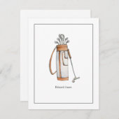 Carte De Remerciements Aquarelle Sac de golf Golfer Flat (Devant / Derrière)