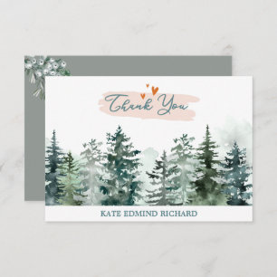 Carte De Remerciements Aquarelle Sage Green Forest Pine Baby shower