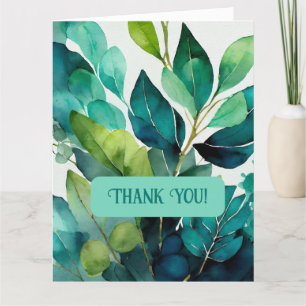 Carte De Remerciements Aquarelle, sarcelle, bleu, vert, botanique, abstra