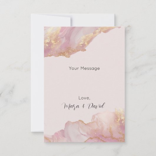 Carte De Remerciements Aquarelle Seraphina Mariage rose et or (Dos)