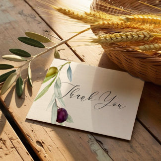 Carte De Remerciements Aquarelle simple de la branche verte et noire de l