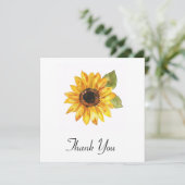 Carte De Remerciements Aquarelle simple de tournesol (Debout devant)