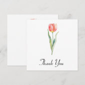 Carte De Remerciements Aquarelle simple de Tulipe rose (Devant / Derrière)